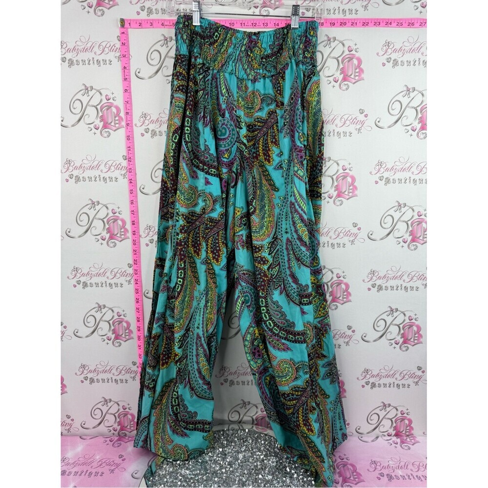 Tipsy Gypsy pants wide leg Turquoise Paisley Wide Leg Palazzo Pants